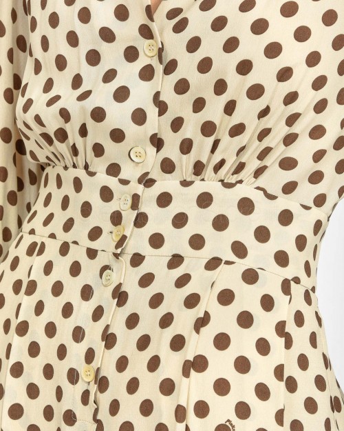 Pinko DIDEROT CREPE ST.POLKA DRESS BEIGE/BROWN  104318 A275 CL1