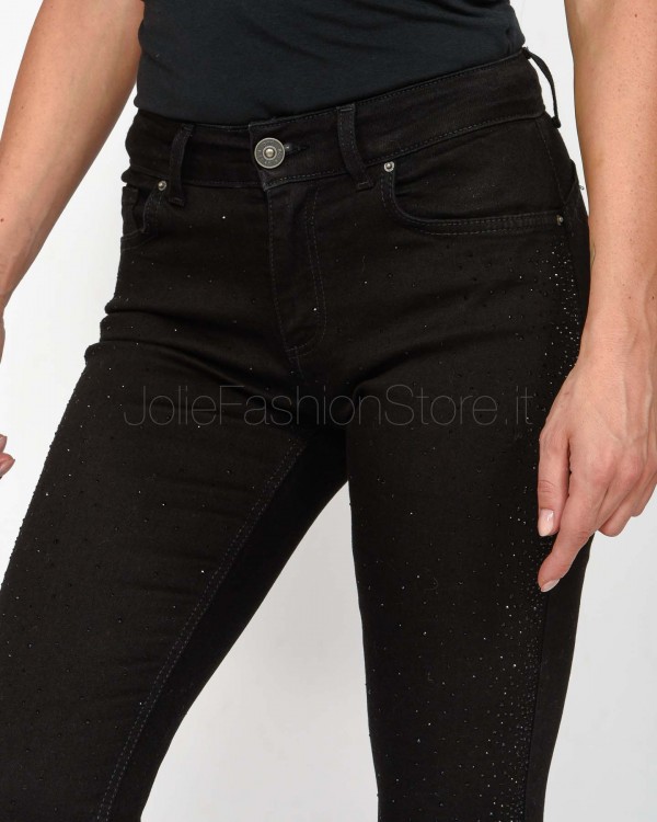 God Save Denim Jeans Skinny Push Up Black con Applicazioni  ERIS 3 DENIM BLACK C/APP