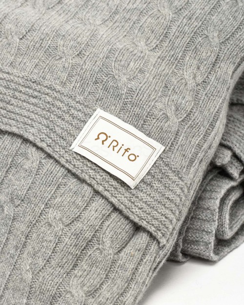 Rifò Set Coperta e Due Federe Cuscini a Trecce Grey Calce  ELIDE GREY CALCE