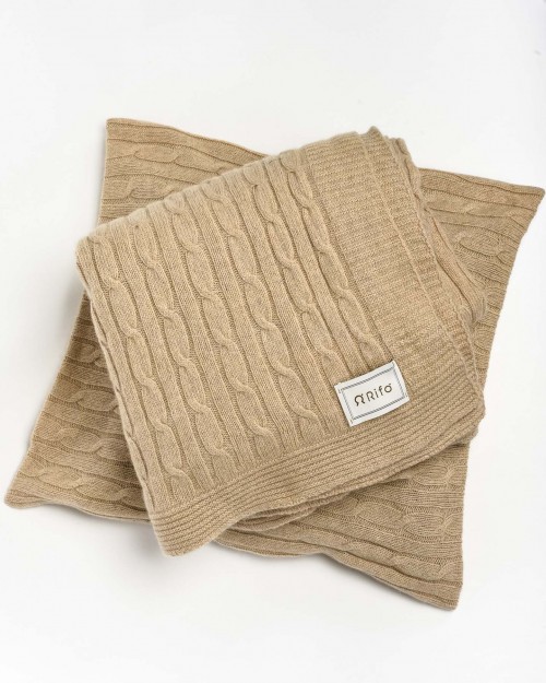 Rifò Coperta a Trecce Beige Cantuccio  ELIDE BEIGE CANTUCCINO