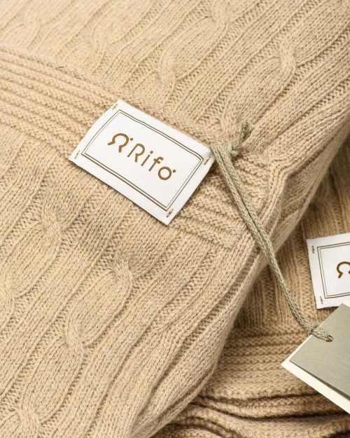 Rifò Set Coperta e Due Federe Cuscini a Trecce Beige Cantuccio  ELIDE BEIGE CANTUCCINO