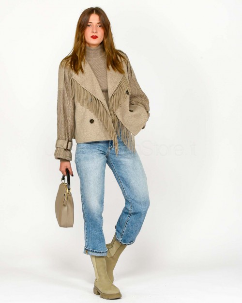 Not Shy Trench in Lana Beige  4509401 TERRE FUMEE