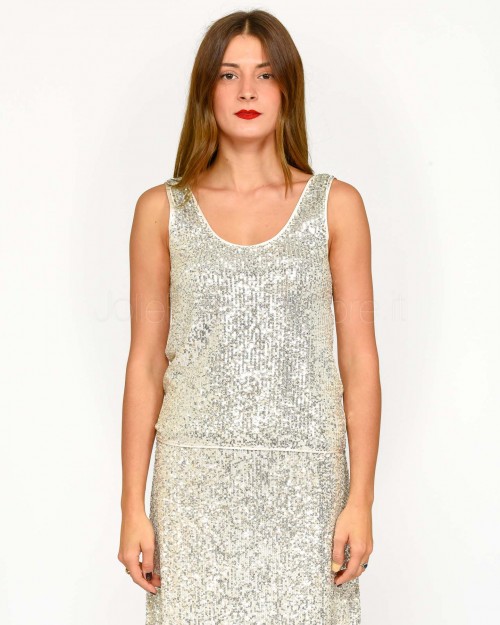 Grace & Mila Top in Paillettes Argento  ODE_22798* ARGENT