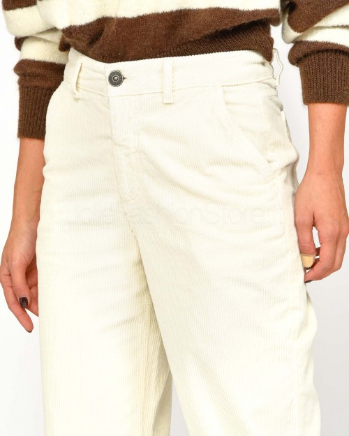 God Save Denim Pantalone Palazzo con Tasca Chinos in Velluto Latte  PEONIA LATTE