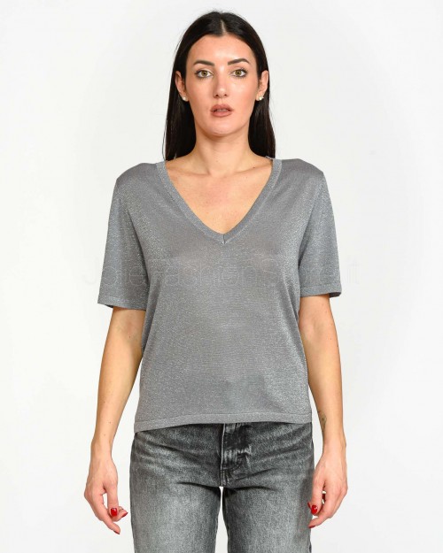 Grace & Mila Silver Lurex Half Sleeve Sweater  OMALIA_22794* ARGENT