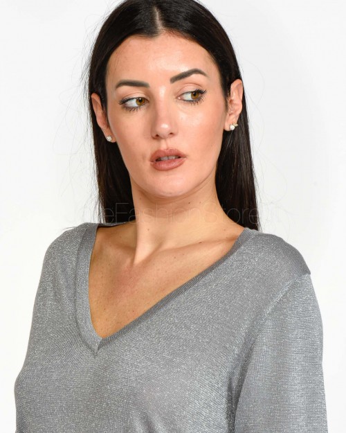 Grace & Mila Silver Lurex Half Sleeve Sweater  OMALIA_22794* ARGENT