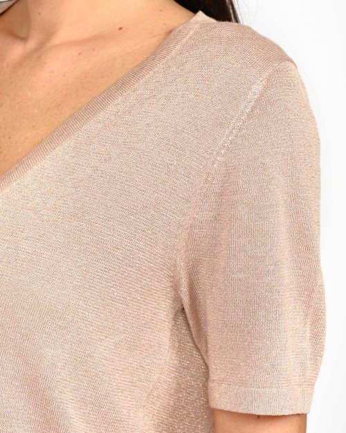 Grace & Mila Lurex Rose Half Sleeve Sweater  OMALIA_22794* ROSE