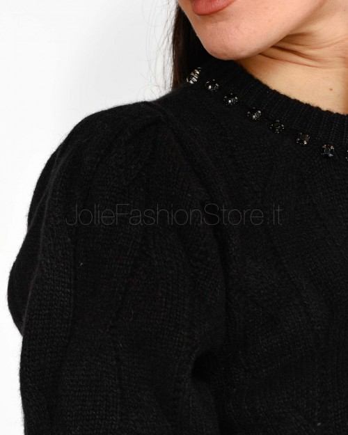 Solo Tre Cardigan Nero con Applicazioni  M3S0021 NERO