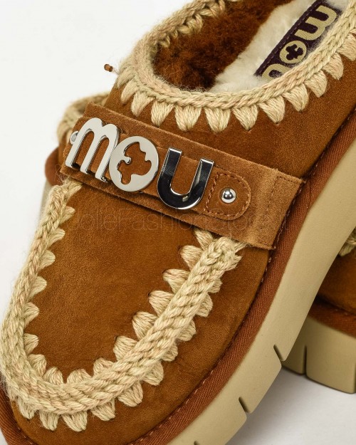 Mou Sabot Bounce Clog Metal Logo Cognac  MU.FW531001A COG