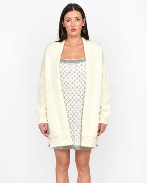 Pinko Cardigan in Mohair e Cachemire Bianco  104474 A28L Z13