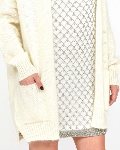 Pinko Cardigan in Mohair e Cachemire Bianco  104474 A28L Z13