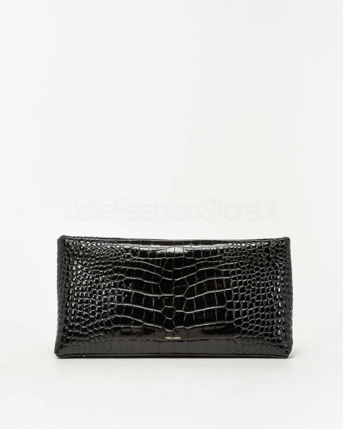 Mouliebre Pochette Calfskin Crocodile Print Black