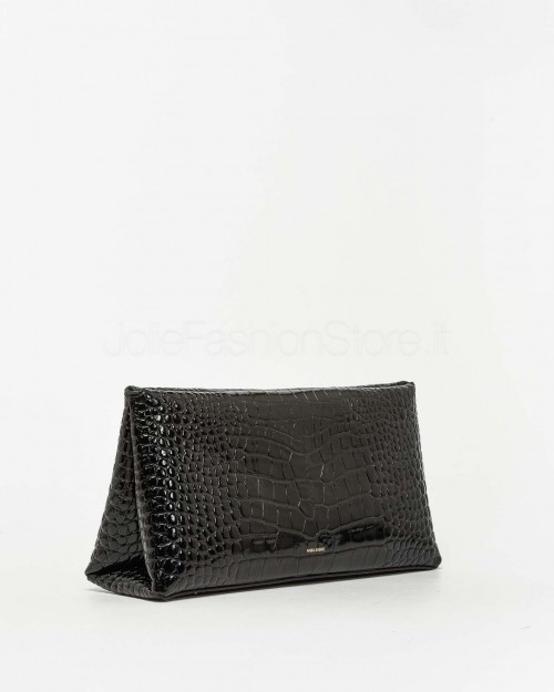 Mouliebre Pochette Calfskin Crocodile Print Black  CARLOTTA BLACK