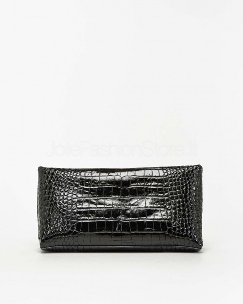 Mouliebre Pochette Calfskin Crocodile Print Black  CARLOTTA BLACK