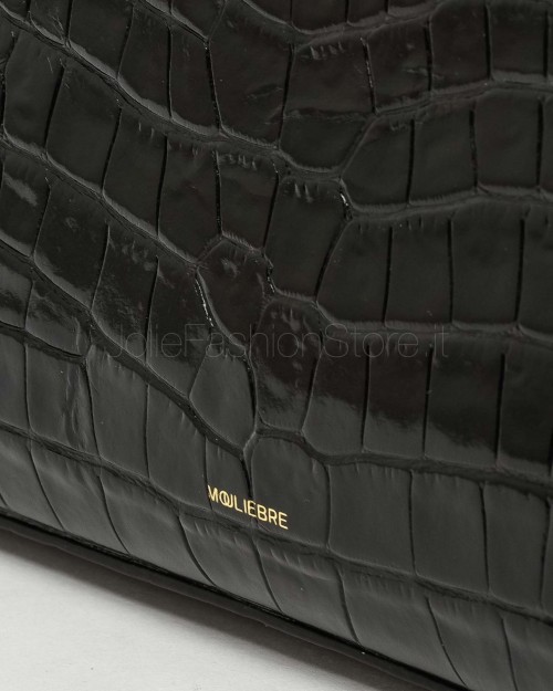 Mouliebre Pochette Calfskin Crocodile Print Black  CARLOTTA BLACK