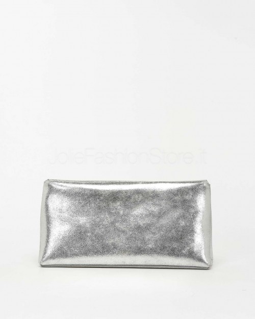 Mouliebre Pochette Vitello Laminato Argento  CARLOTTA SILVER