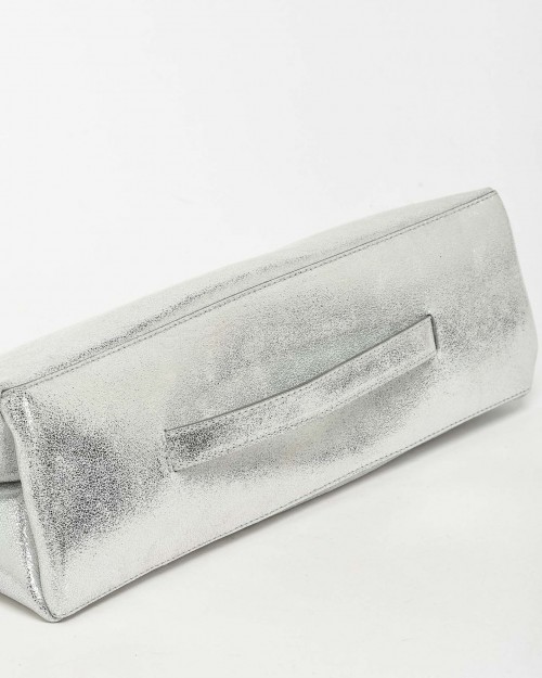 Mouliebre Pochette Vitello Laminato Argento  CARLOTTA SILVER