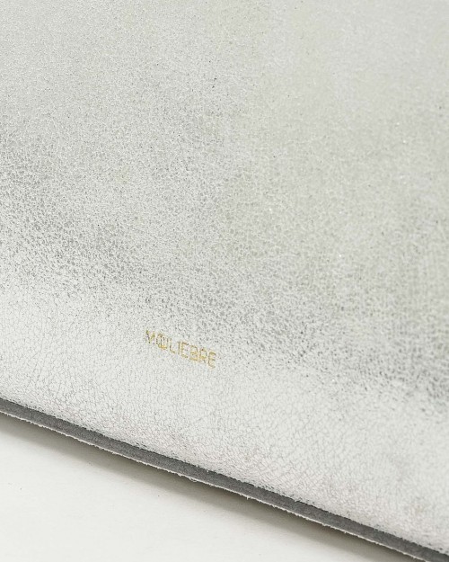 Mouliebre Pochette Vitello Laminato Argento  CARLOTTA SILVER