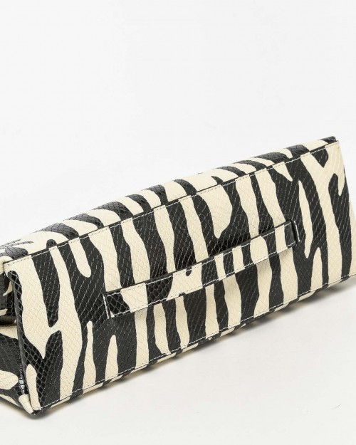 Mouliebre Pochette Calfskin Zebra Print Black and White  CARLOTTA BIANCO NERO