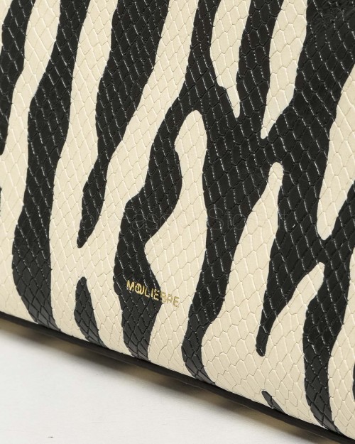 Mouliebre Pochette Calfskin Zebra Print Black and White  CARLOTTA BIANCO NERO