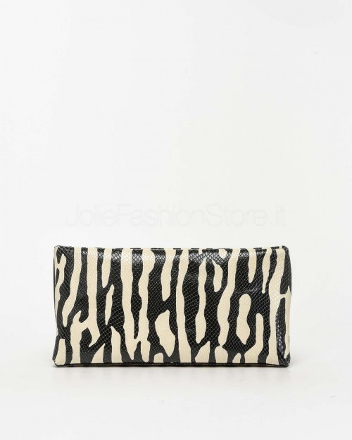 Mouliebre Pochette Calfskin Zebra Print Black and White  CARLOTTA BIANCO NERO