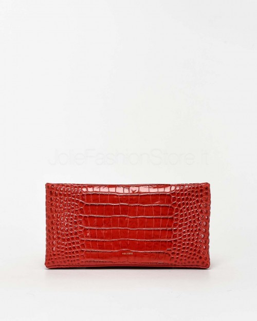 Mouliebre Pochette Calfskin Crocodile Print Ruby