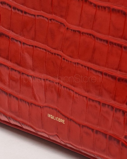 Mouliebre Pochette Calfskin Crocodile Print Ruby  CARLOTTA RUBINO