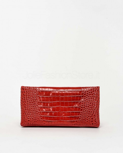 Mouliebre Pochette Calfskin Crocodile Print Ruby  CARLOTTA RUBINO