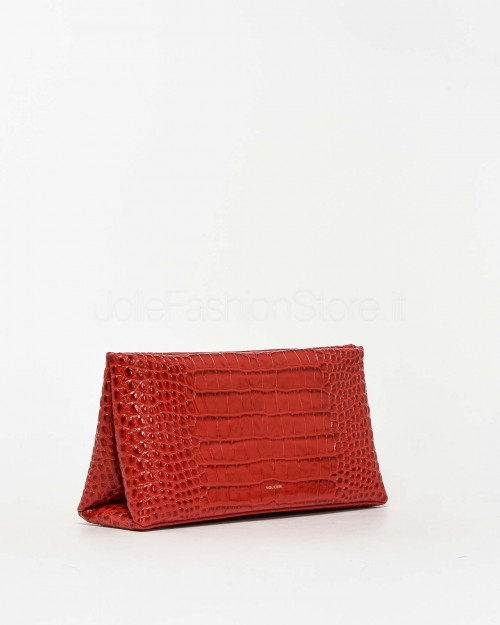 Mouliebre Pochette Calfskin Crocodile Print Ruby  CARLOTTA RUBINO