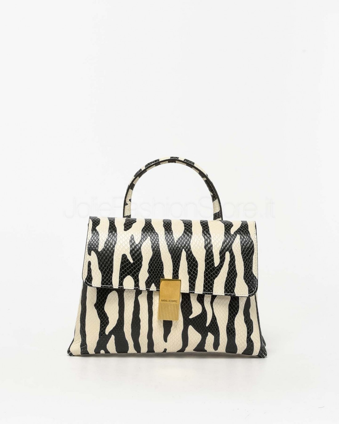 Mouliebre Borsa Vitello Stampa Zebra Bianco e Nero  MARTINA BIANCO NERO