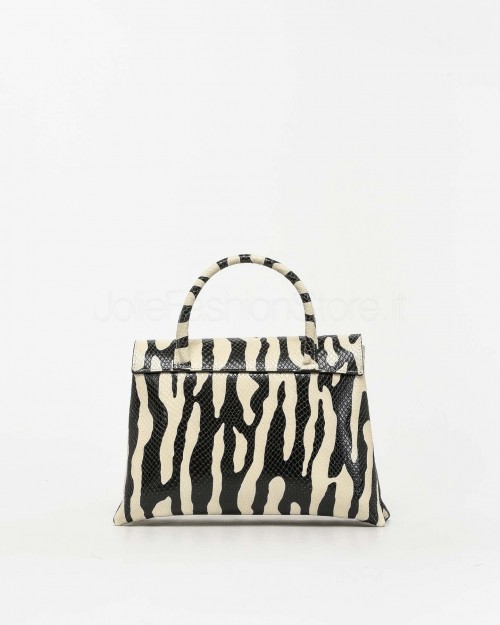 Mouliebre Borsa Vitello Stampa Zebra Bianco e Nero  MARTINA BIANCO NERO