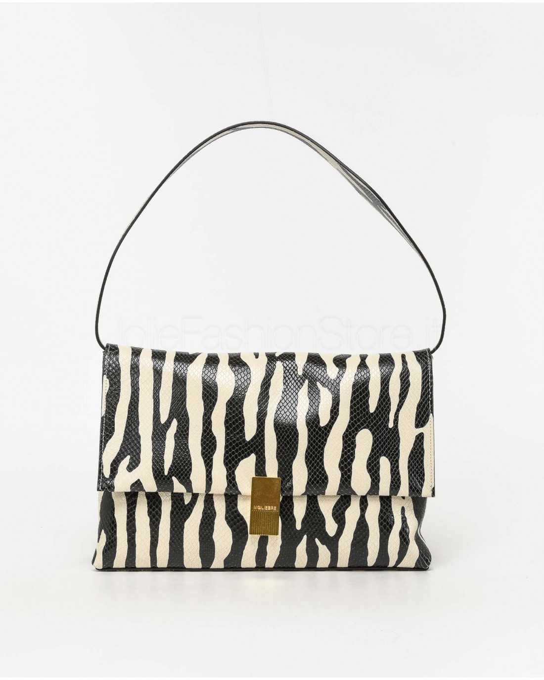 Mouliebre Borsa Vitello Stampa Zebra Bianco e Nero  OLIVIA BIANCO NERO