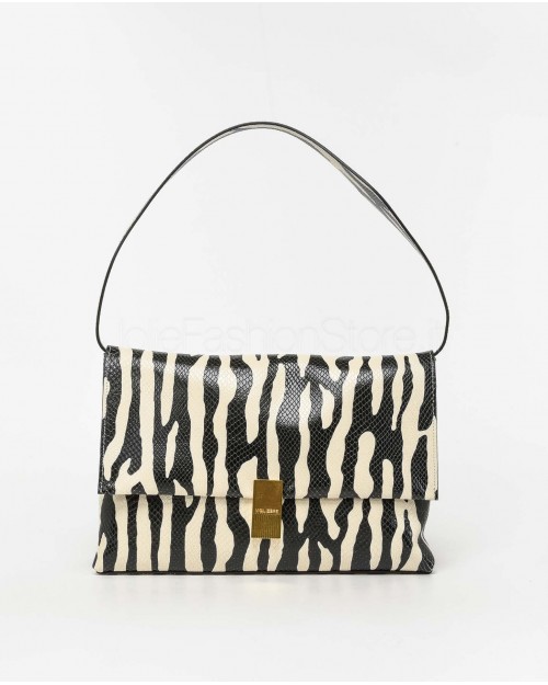 Mouliebre Borsa Vitello Stampa Zebra Bianco e Nero