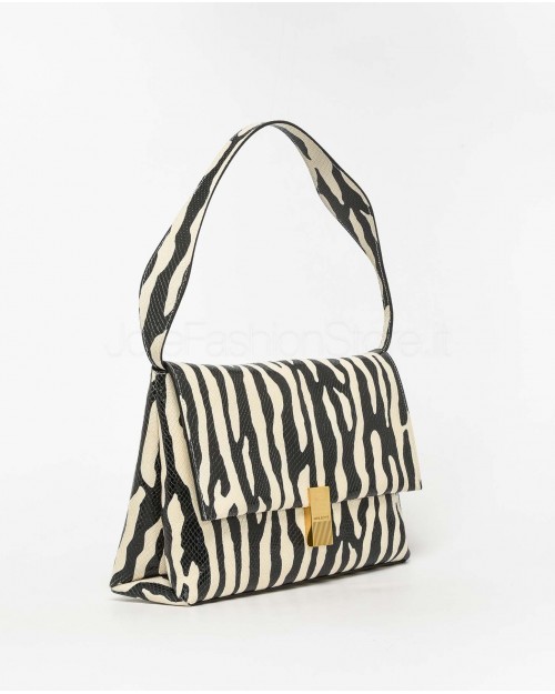 Mouliebre Borsa Vitello Stampa Zebra Bianco e Nero  OLIVIA BIANCO NERO