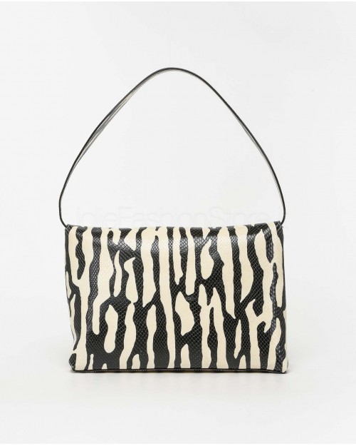 Mouliebre Borsa Vitello Stampa Zebra Bianco e Nero  OLIVIA BIANCO NERO