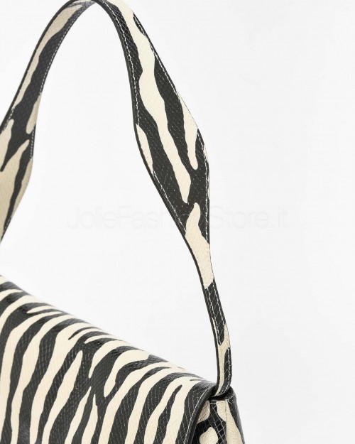 Mouliebre Borsa Vitello Stampa Zebra Bianco e Nero  OLIVIA BIANCO NERO