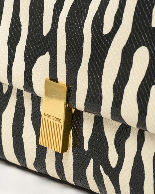 Mouliebre Borsa Vitello Stampa Zebra Bianco e Nero  OLIVIA BIANCO NERO