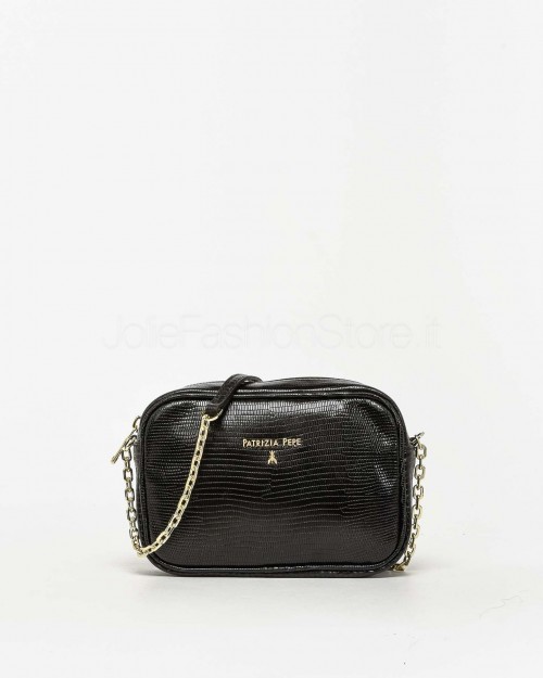 Patrizia Pepe Borsa Camera Case Tracolla Nera Stampa Snake