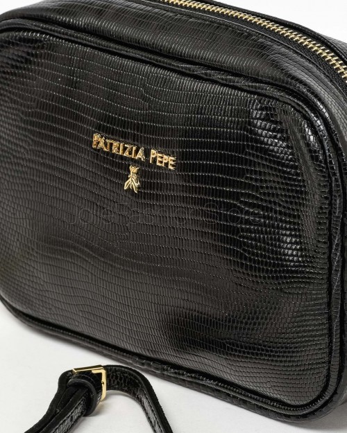 Patrizia Pepe Borsa Camera Case Tracolla Nera Stampa Snake  8B0071 L137 K103