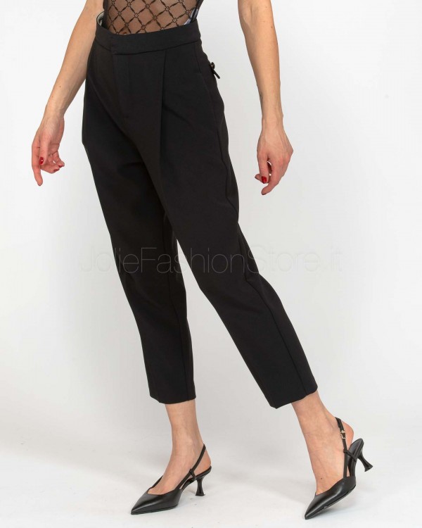 Elisabetta Franchi Pantalone in Crêpe con Pinces Nero  PA08051E2 110