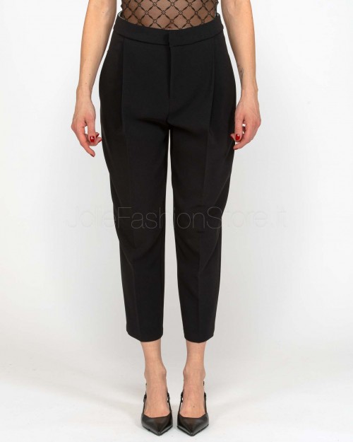 Elisabetta Franchi Crêpe Trousers with Black Pleats  PA08051E2 110