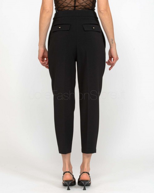 Elisabetta Franchi Crêpe Trousers with Black Pleats  PA08051E2 110