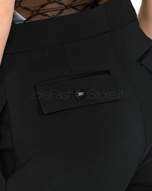 Elisabetta Franchi Crêpe Trousers with Black Pleats  PA08051E2 110