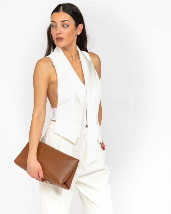 Elisabetta Franchi Light Crêpe Vest White  GL00251E2 360