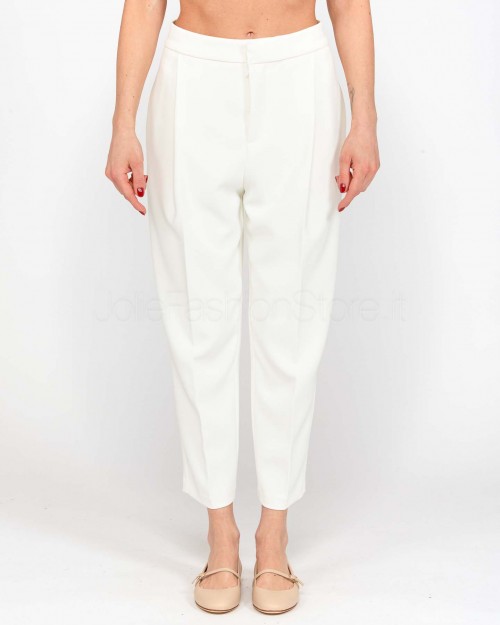 Elisabetta Franchi Pantalone in Crêpe con Pinces Bianco  PA08051E2 360