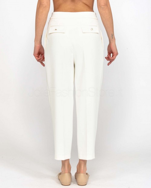 Elisabetta Franchi Pantalone in Crêpe con Pinces Bianco  PA08051E2 360