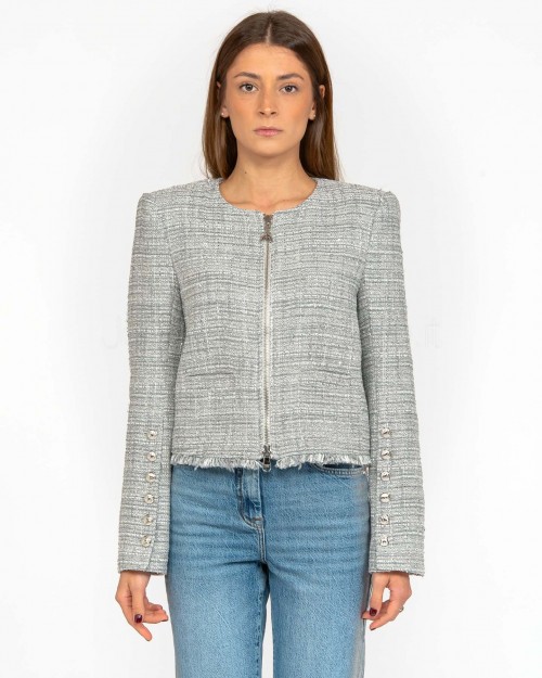 Patrizia Pepe Giacca Tweed Grigio  8S0509 A537 J4F4