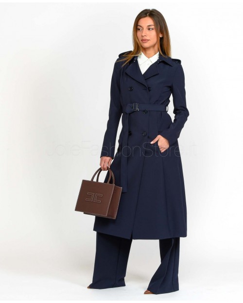 Patrizia Pepe Trench con Fibbia in Nylon Bielastico Navy  8O0137 A2AW C789