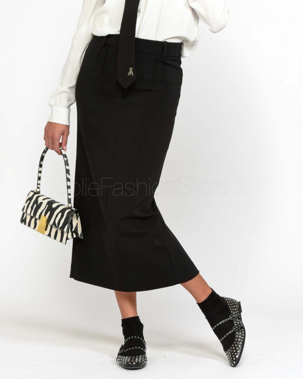 Patrizia Pepe Longuette Skirt with Back Slit Black  8G0442 A6F5 K103