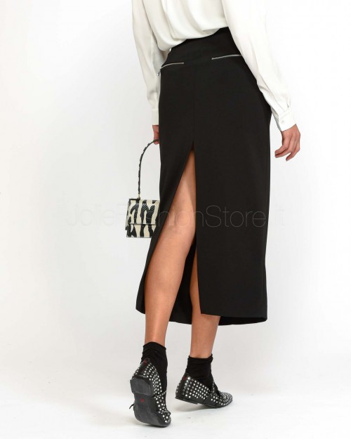 Patrizia Pepe Longuette Skirt with Back Slit Black  8G0442 A6F5 K103